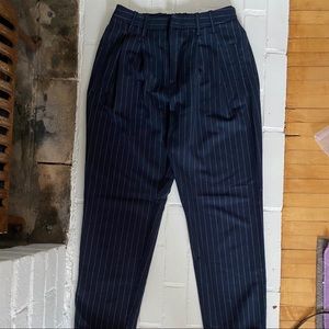 Pinstriped navy blue cotton pants